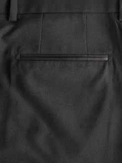 Zwart met bies - Tailored fit - Pantalon in smokingstijl