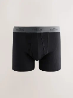 Zwart met blauwe/grijze tailleband - Signature Comfort Zachte Boxershorts