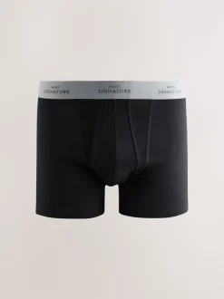 Zwart met blauwe/grijze tailleband - Signature Comfort Zachte Boxershorts