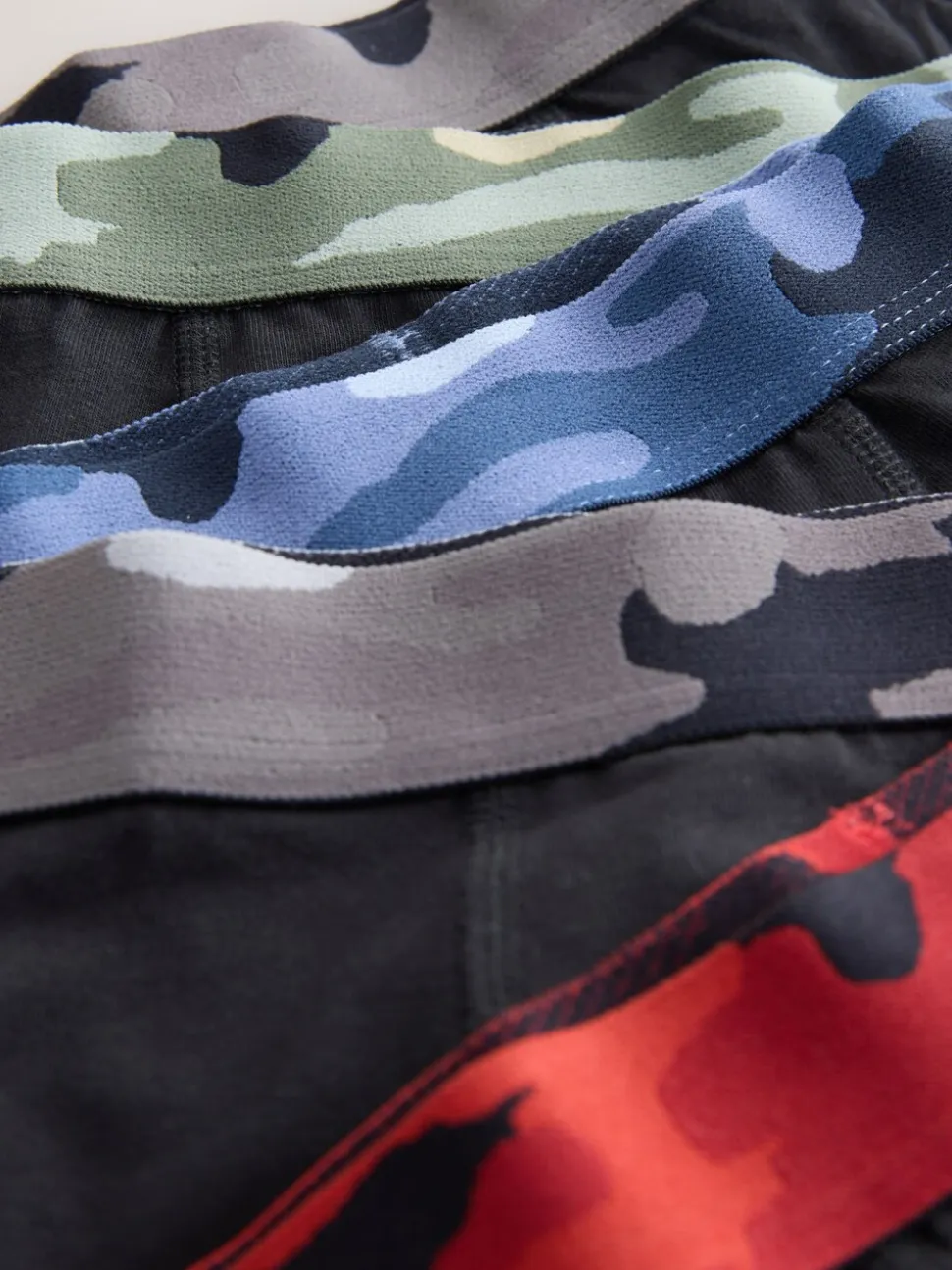 Zwart met camouflage tailleband - Verpakking van 5 boxers (2-16jr)