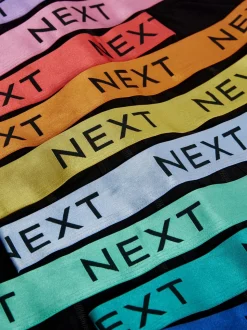 Zwart met felgekleurde glanzende taillebanden - Standaard - 10 Boxershorts zonder plooi