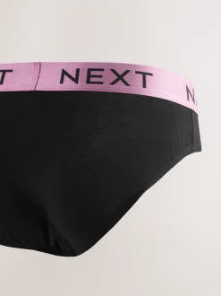 Zwart met felgekleurde tailleband - Verpakking van 10 - Katoenrijke slips