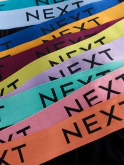 Zwart met felgekleurde tailleband - Verpakking van 10 - Katoenrijke slips