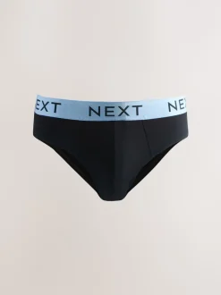 Zwart met felgekleurde tailleband - Verpakking van 10 - Katoenrijke slips