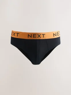 Zwart met felgekleurde tailleband - Verpakking van 10 - Katoenrijke slips