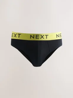 Zwart met felgekleurde tailleband - Verpakking van 10 - Katoenrijke slips