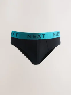 Zwart met felgekleurde tailleband - Verpakking van 10 - Katoenrijke slips