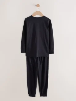 Zwart met goudkleurige voetbal - Verpakking van 2 pyjama's met lange mouwen (3-16 jr)