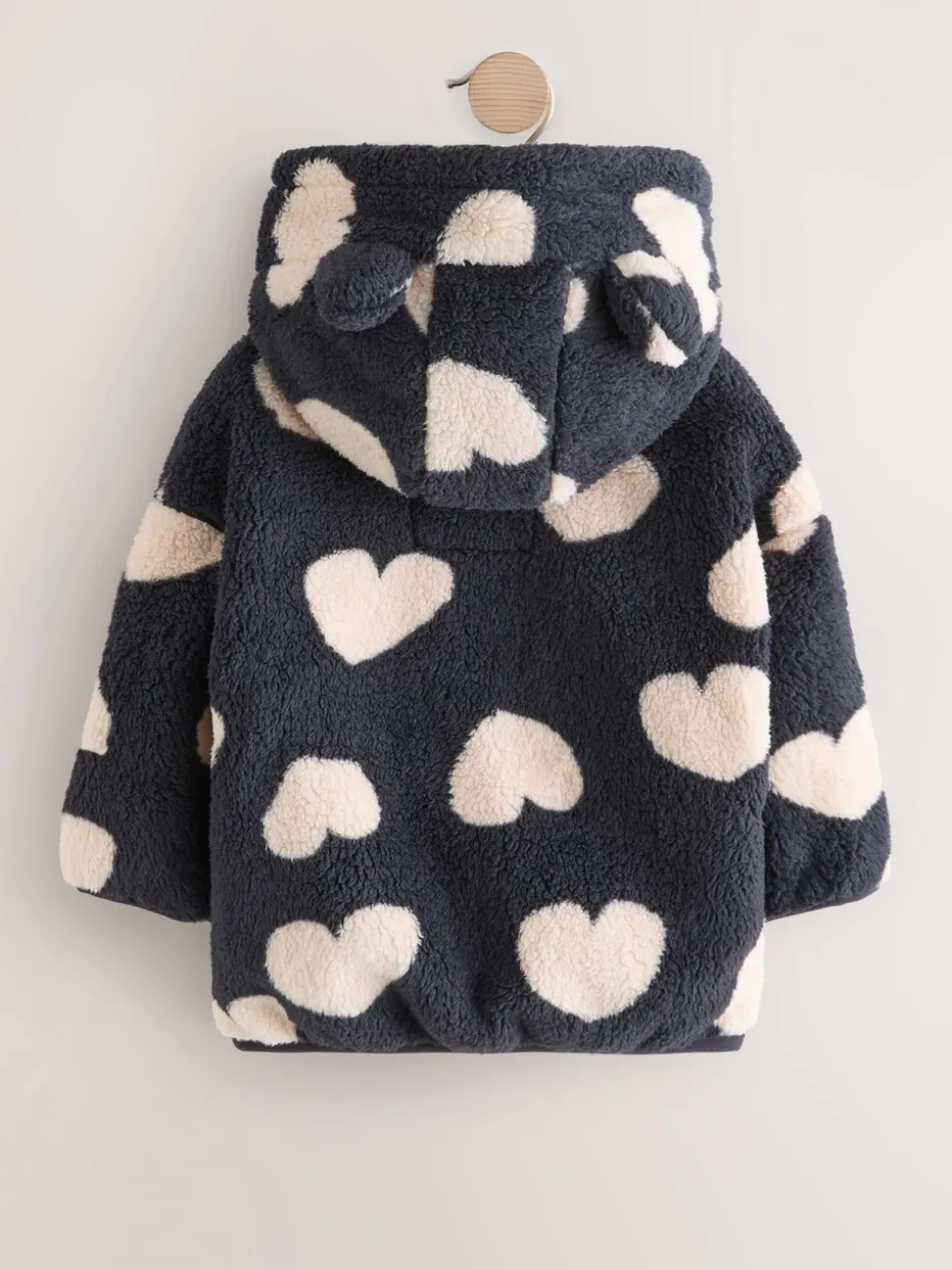 Zwart met hartjesprint - Fleece met ritssluiting (3mnd-7jr)