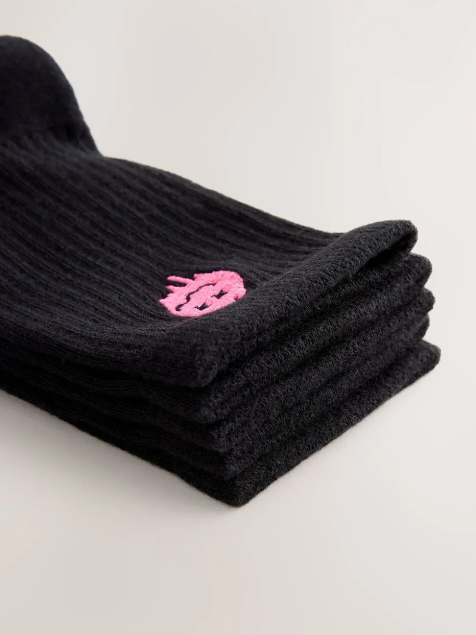 Zwart met smiley - Sport Rib Socks 5 Pack