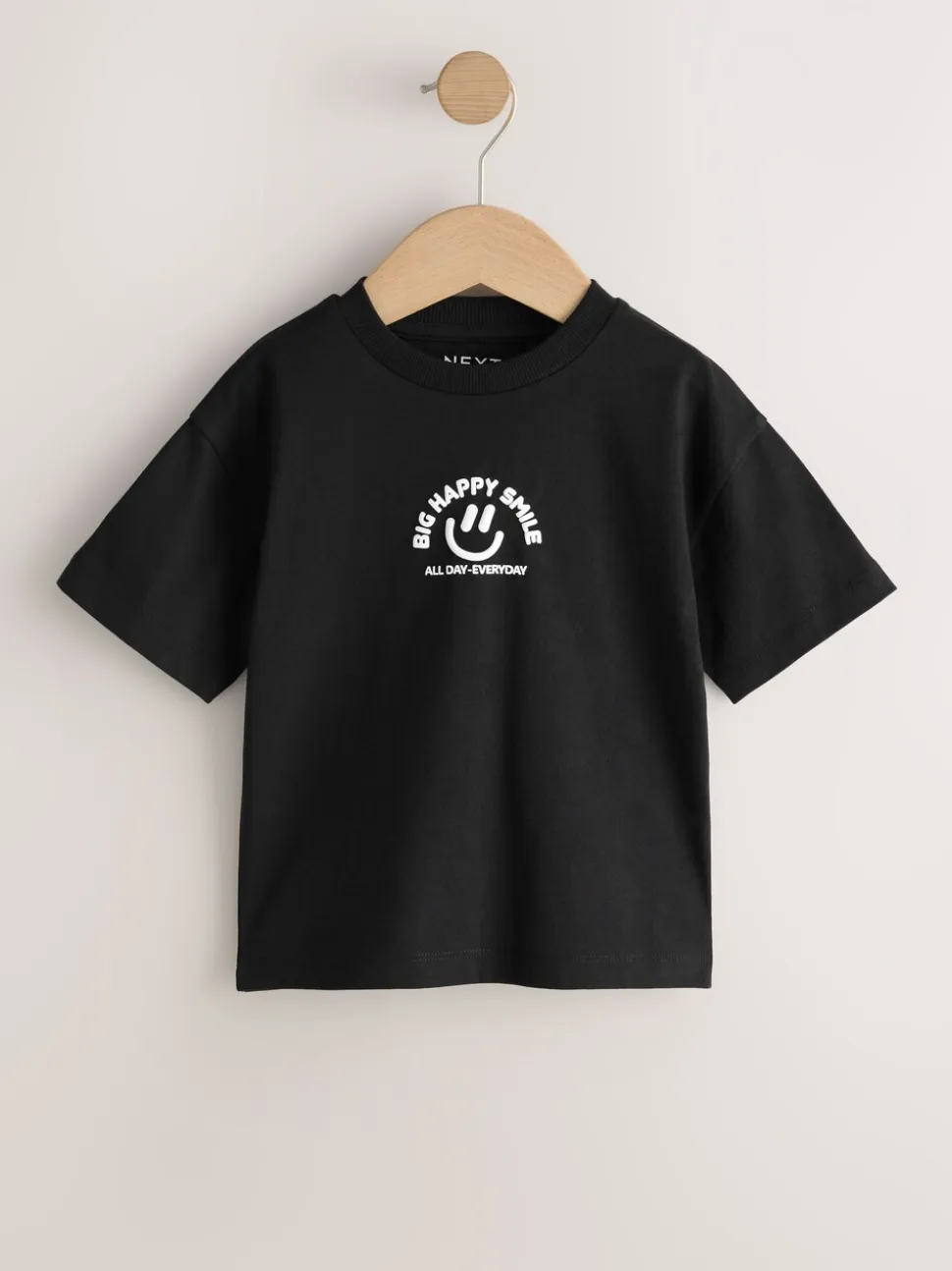 Zwart met smileyprint - Short Sleeve Small Graphic T-Shirt (3mths-7yrs)
