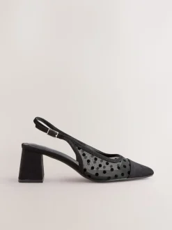 Zwart met stippen - Forever Comfort® Square Toe Slingback Block Heels