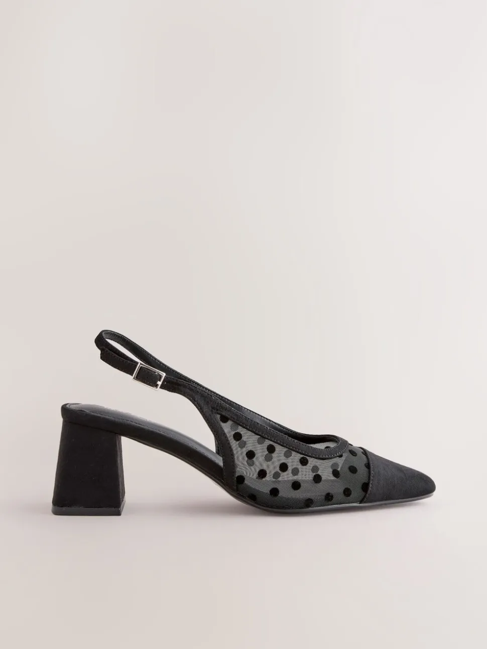 Zwart met stippen - Forever Comfort® Square Toe Slingback Block Heels