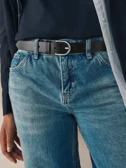 Zwart met zilver - Standaard leren riem