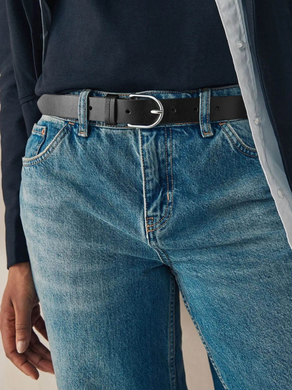 Zwart met zilver - Standaard leren riem