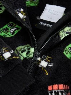 Zwart Minecraft - Fleece onesie met licentie (4-16jr)