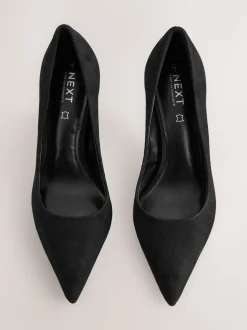 Zwart suède - Leren mid-court pumps