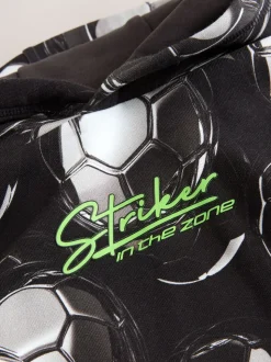 Zwart voetbalprint - Grafische print hoodie voor oudere jongens (3-16jaar)