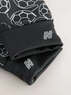 Zwart voetbalprint - Sportieve handschoenen (3-16jr)