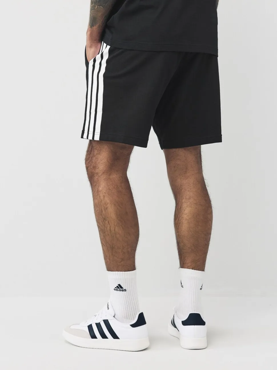 Zwart wit - adidas Essential 3-Stripes French Terry Shorts