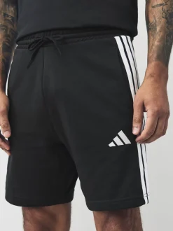 Zwart wit - adidas Essential 3-Stripes French Terry Shorts