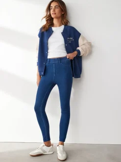 Zwart/Blauw - Set van 2 lange jersey denim leggings