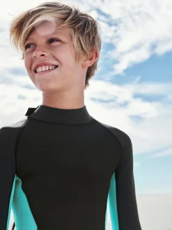 Zwart/blauw met lange mouw - Wetsuit (1 - 16 jr)
