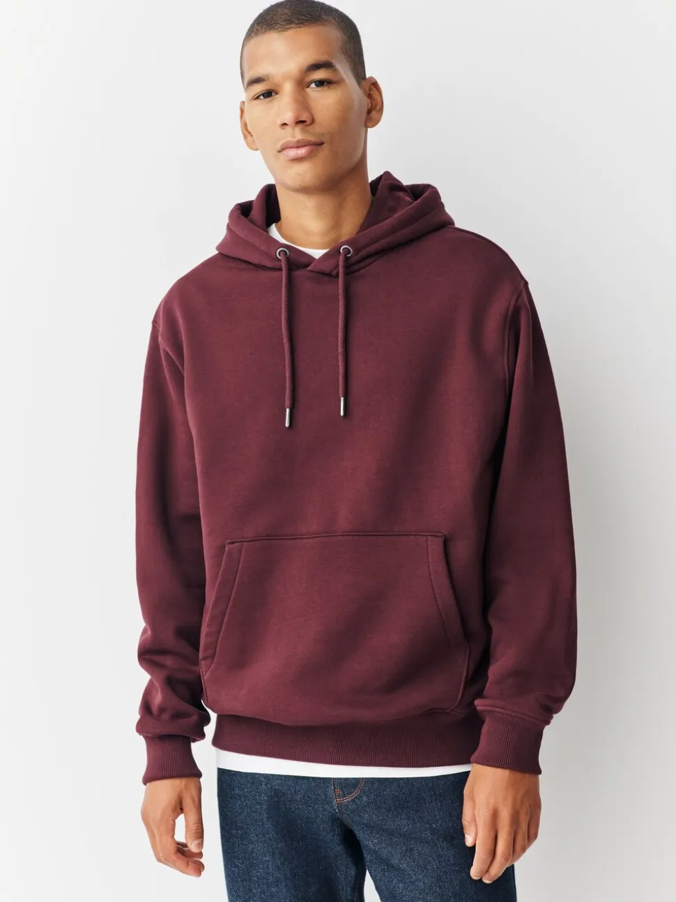 Zwart/Bourgondisch Rood - Cotton Rich Jersey Overhead Hoodies 2 Pack