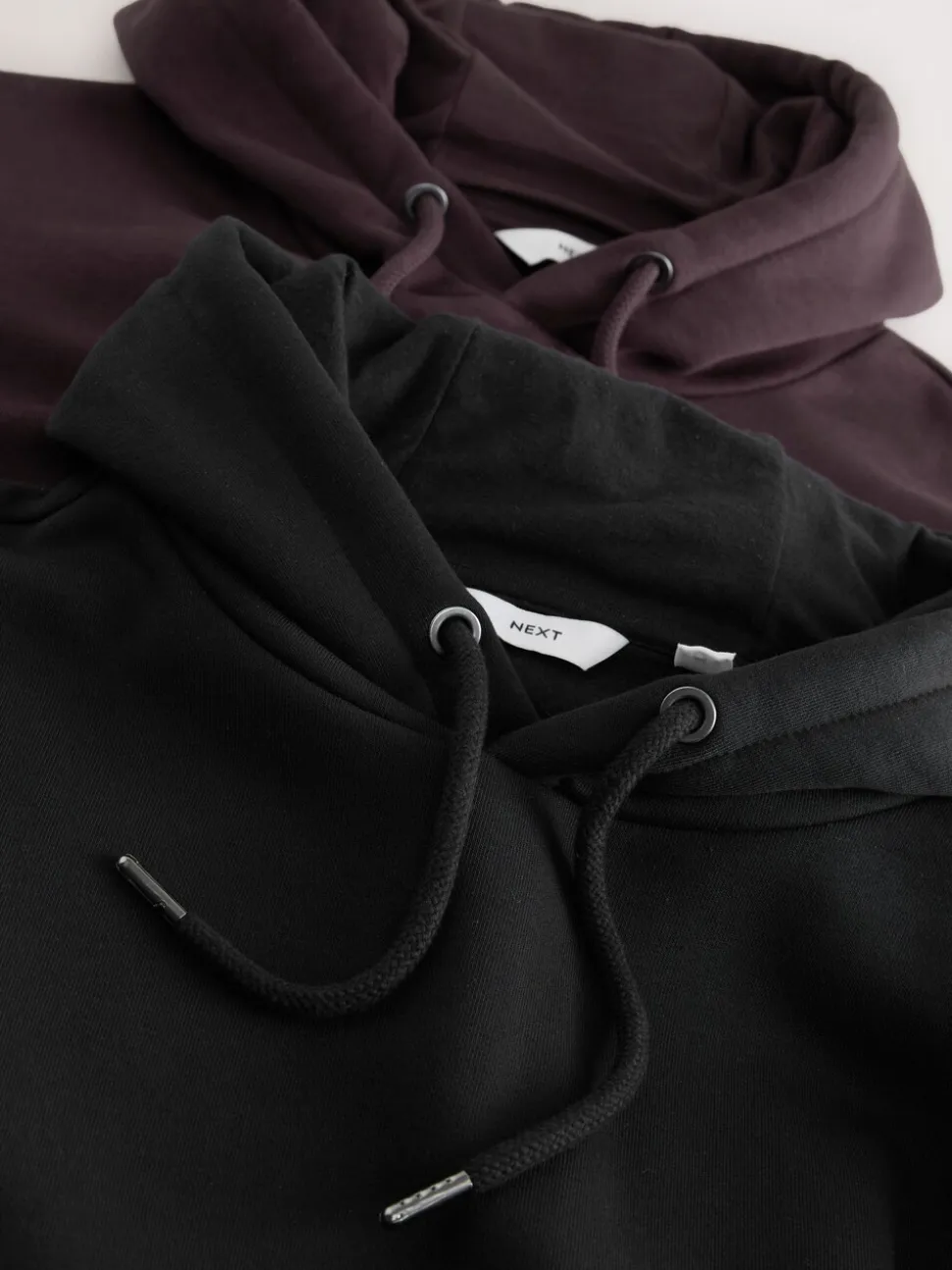 Zwart/Bourgondisch Rood - Cotton Rich Jersey Overhead Hoodies 2 Pack