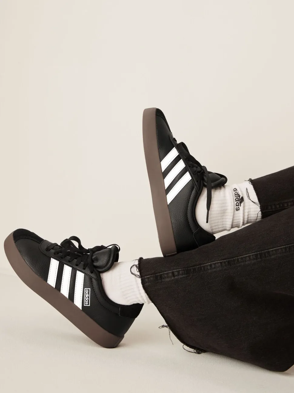 Zwart/bruin - adidas Vl Court 3.0 Suède sneakers met veters voor kinderen