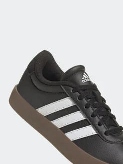 Zwart/bruin - adidas Vl Court 3.0 Suède sneakers met veters voor kinderen