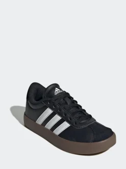 Zwart/bruin - adidas Vl Court 3.0 Suède sneakers met veters voor kinderen