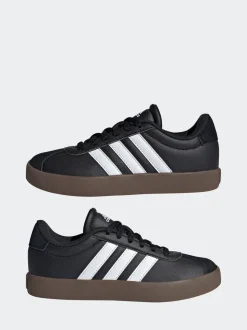 Zwart/bruin - adidas Vl Court 3.0 Suède sneakers met veters voor kinderen