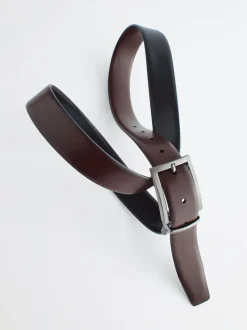 Zwart/bruin - Omkeerbare leren riem
