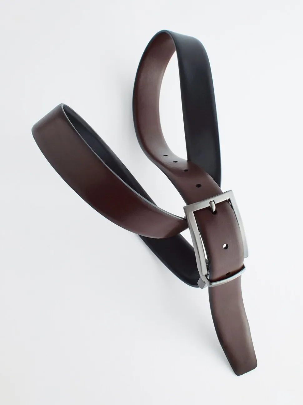 Zwart/bruin - Omkeerbare leren riem