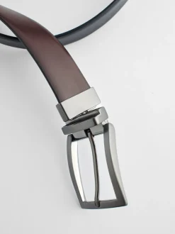 Zwart/bruin - Omkeerbare leren riem