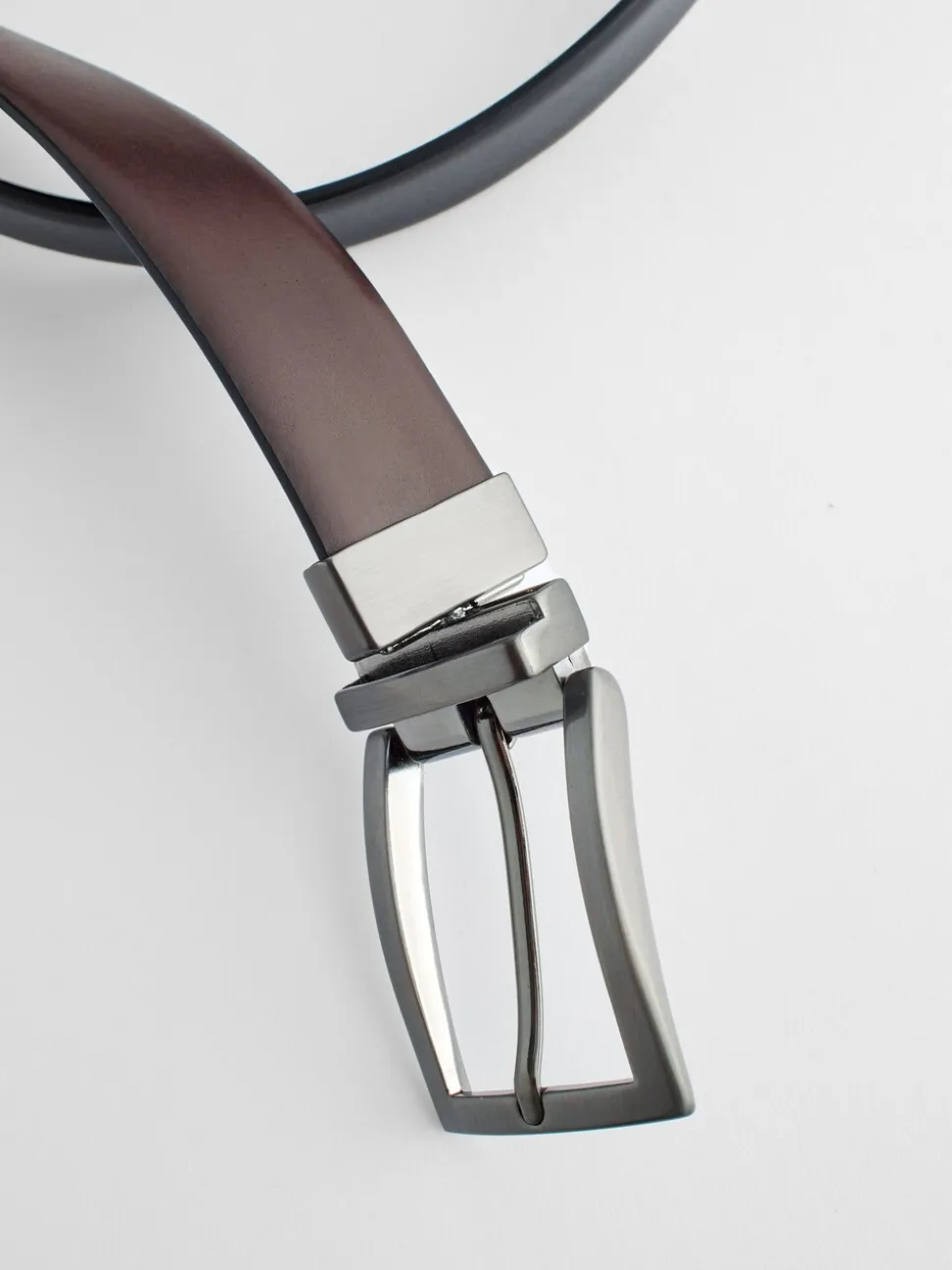 Zwart/bruin - Omkeerbare leren riem