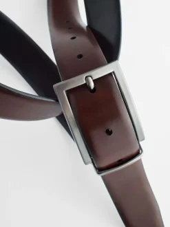 Zwart/bruin - Omkeerbare leren riem