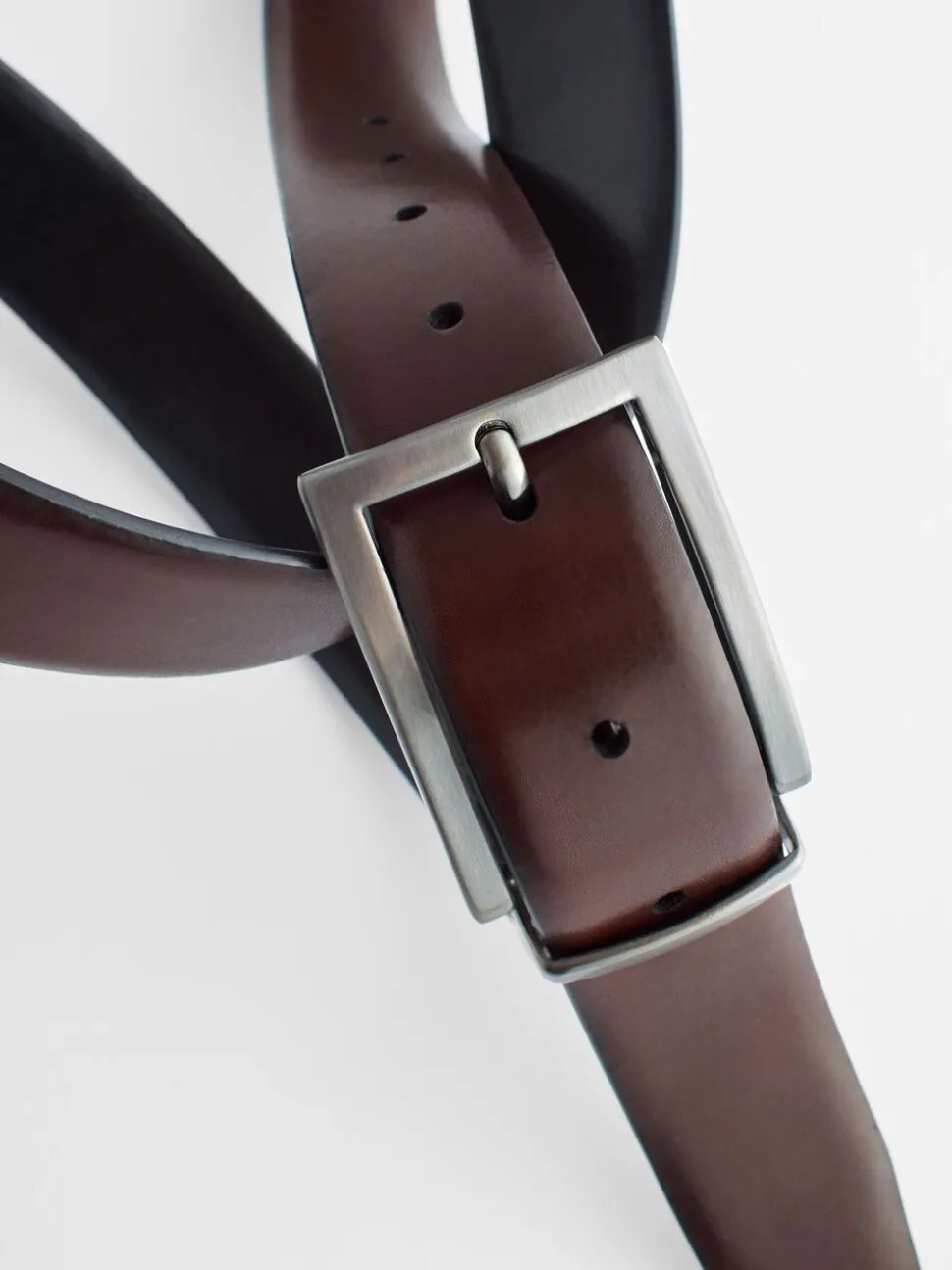 Zwart/bruin - Omkeerbare leren riem