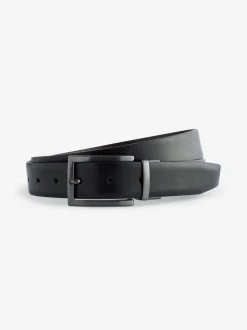 Zwart/bruin - Omkeerbare leren riem