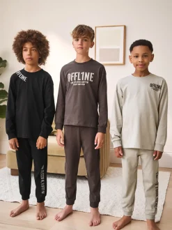 Zwart/bruin - Pyjama met korte pijpen 3 stuks (3-16jaar) (3-16jaar)