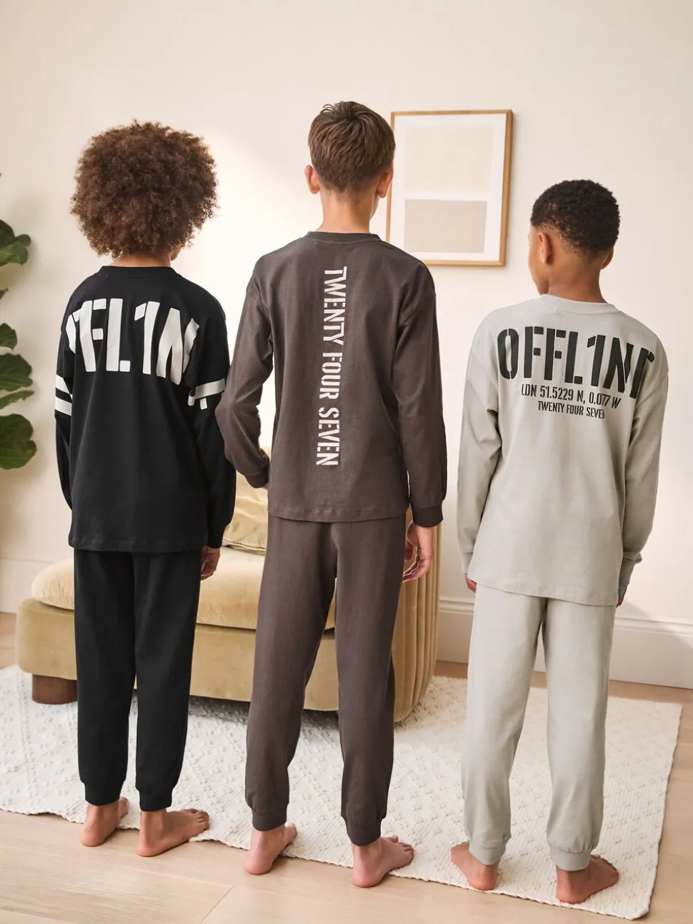 Zwart/bruin - Pyjama met korte pijpen 3 stuks (3-16jaar) (3-16jaar)