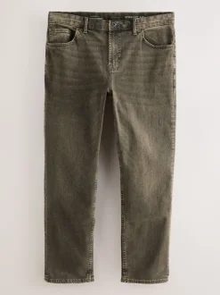Zwart/bruin - Rechte, klassieke jeans met stretch