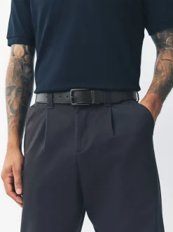 Zwart/bruin - Reversible Grainy Leather Belt