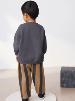 Zwart/bruin - Set met sweatshirt en joggingbroek met strepen (3mnd-7jr)