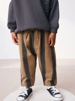 Zwart/bruin - Set met sweatshirt en joggingbroek met strepen (3mnd-7jr)