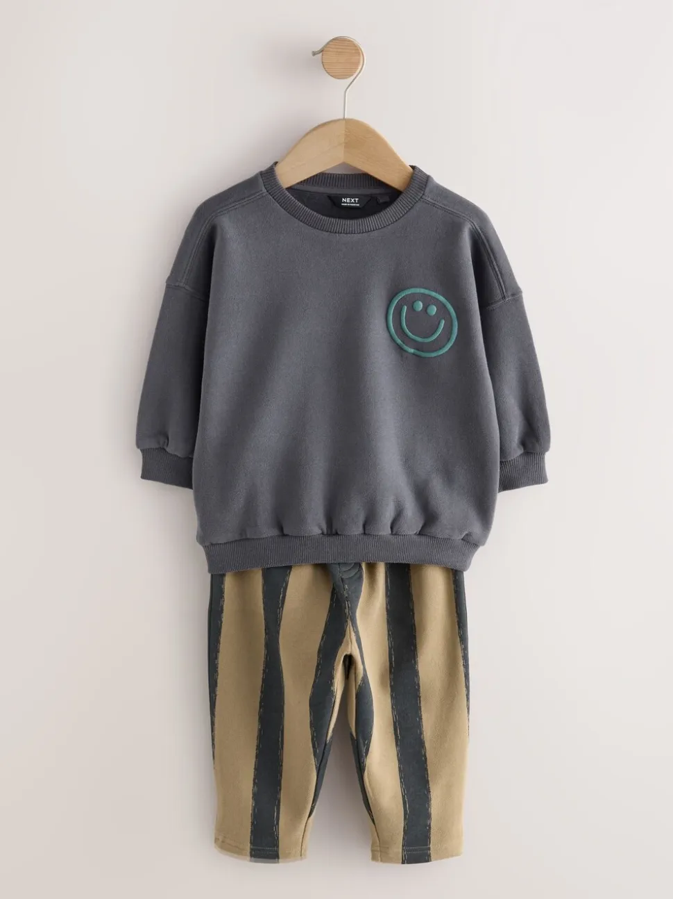 Zwart/bruin - Set met sweatshirt en joggingbroek met strepen (3mnd-7jr)