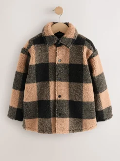Zwart/bruin Buffalo - Fleece shacket van borg met ruit (3-16jr)