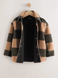 Zwart/bruin Buffalo - Fleece shacket van borg met ruit (3-16jr)