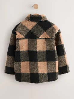 Zwart/bruin Buffalo - Fleece shacket van borg met ruit (3-16jr)